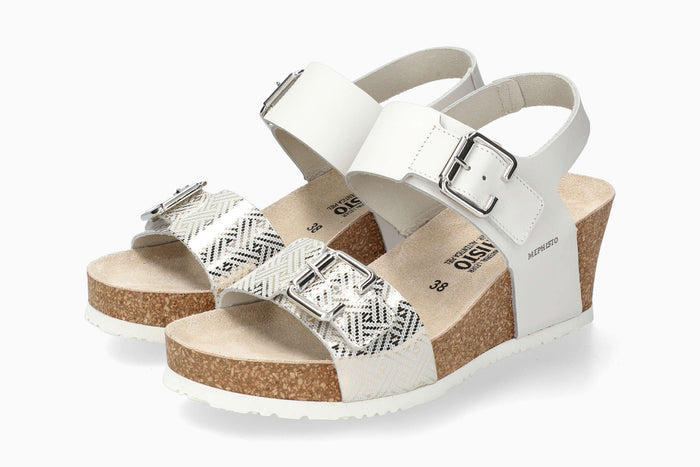 Mephisto Women's Wedge Sandal Lissandra White/Silver