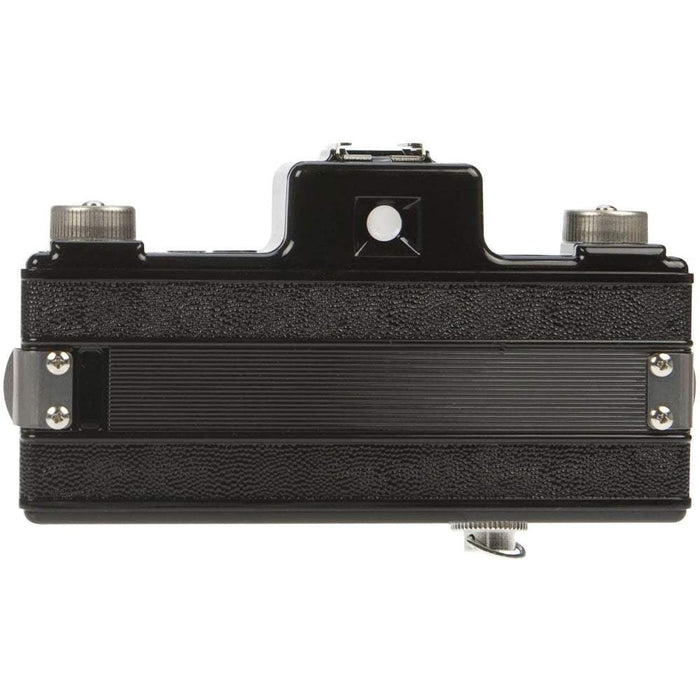 Lomography Sprocket Rocket analogue camera back view with dual winding knobs and sprocket film design