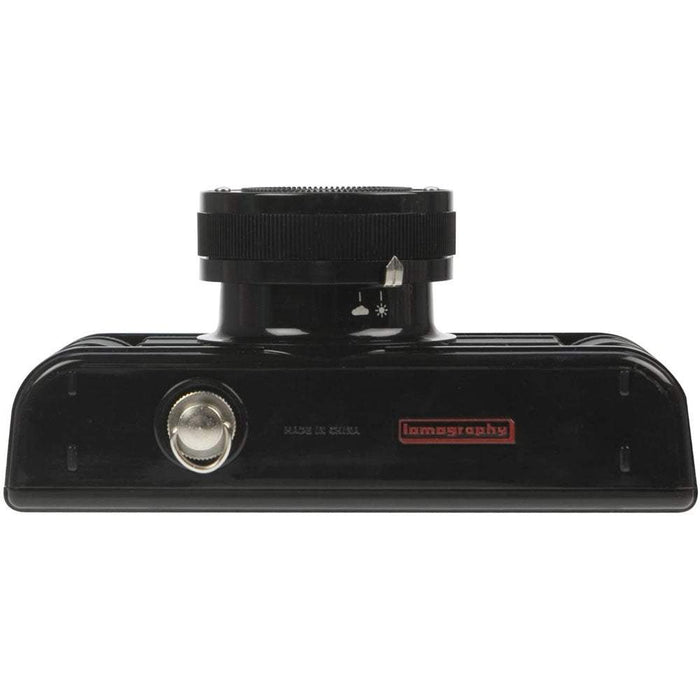 Lomography Sprocket Rocket black wide-angle analog camera with dual winding knobs for 35mm film sprocket photography