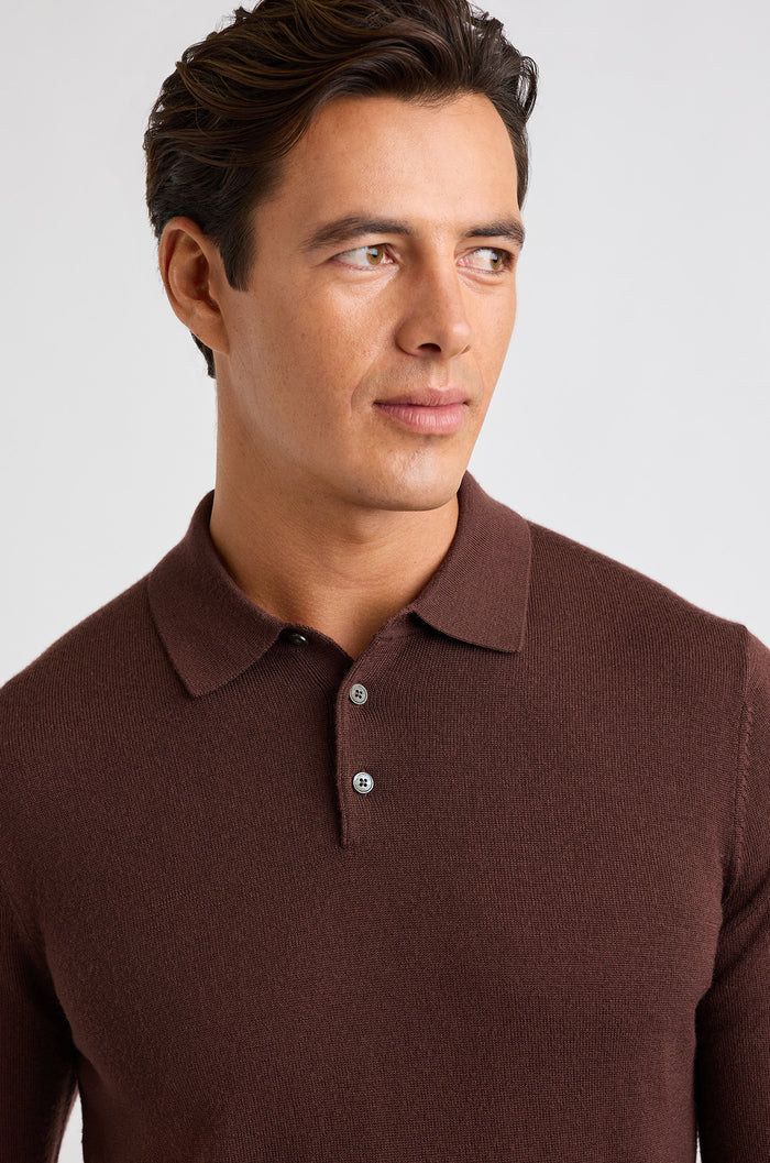 Merino Long Sleeve Sweater Polo