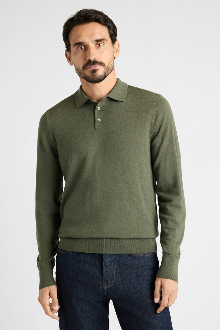 Merino Long Sleeve Sweater Polo