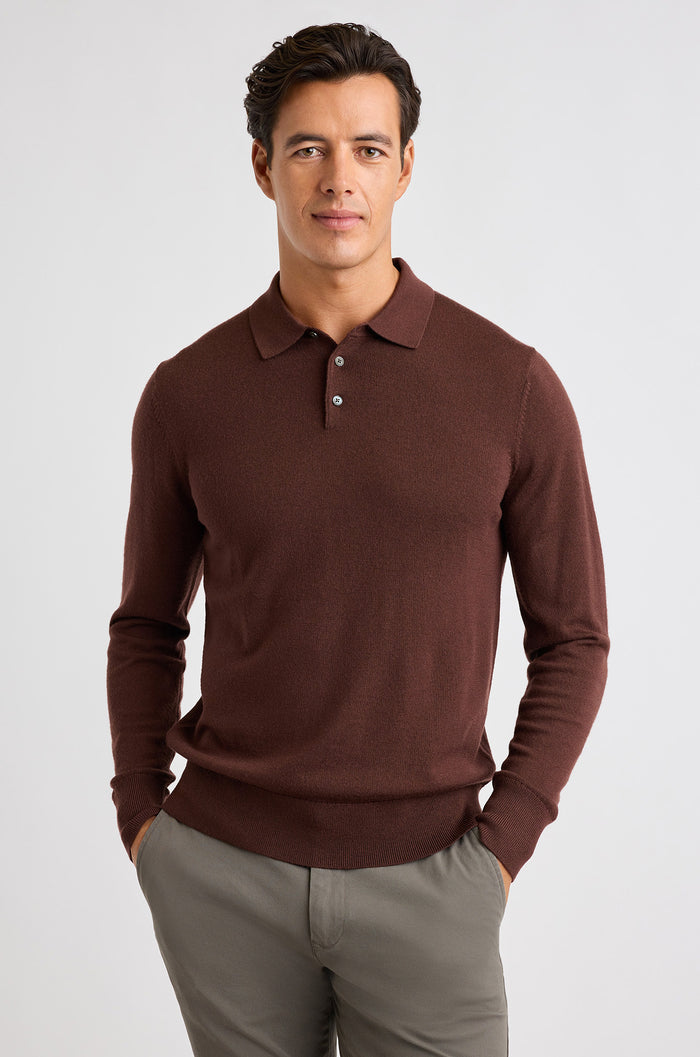 Merino Long Sleeve Sweater Polo