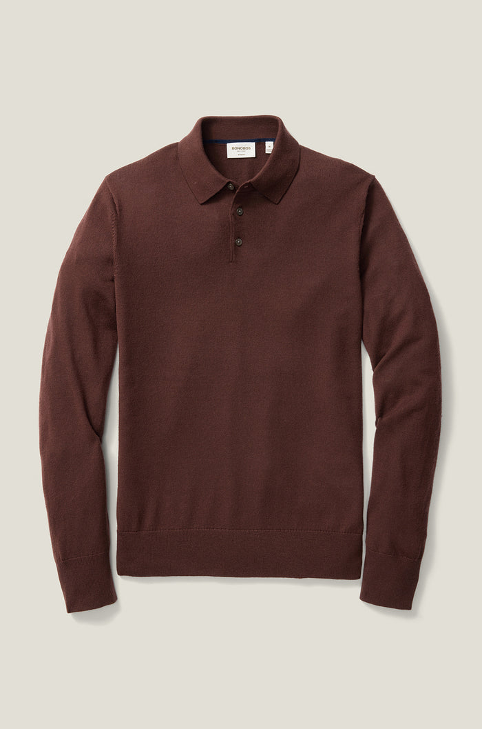 Merino Long Sleeve Sweater Polo