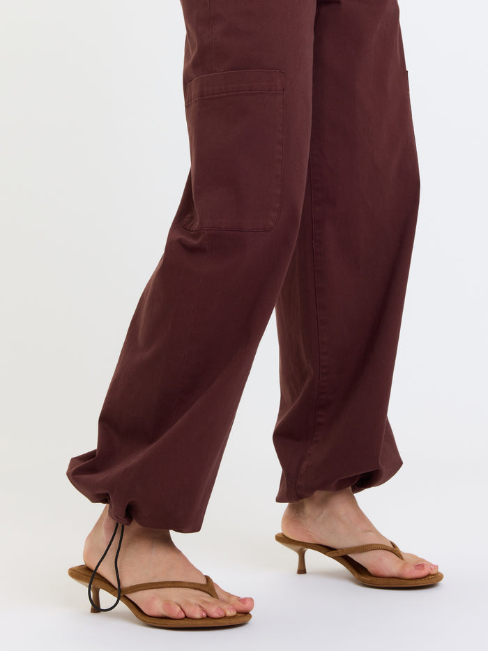 Mirage Mid Rise Cargo Harem in Cherry Cola