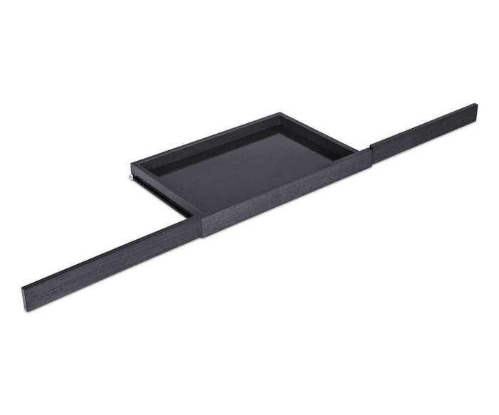 The Mondiana Complete Keyboard is displayed on a white background, featuring a black rectangular tray design with two long, narrow handles extending from each side—ideal for use as a keyboard tray or for desk organization.