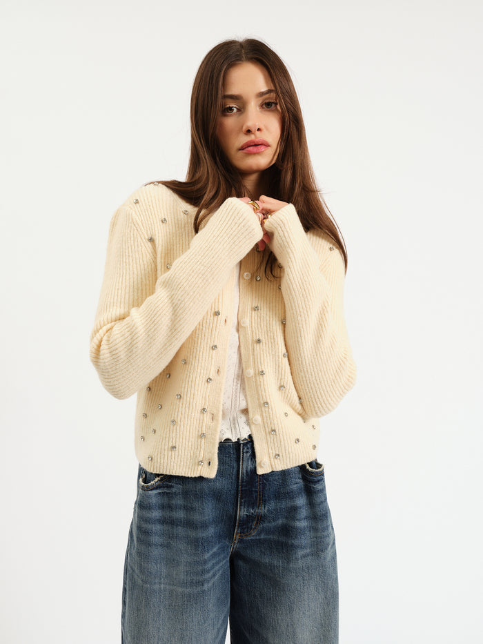 Muse Embellished Crewneck in Ivory