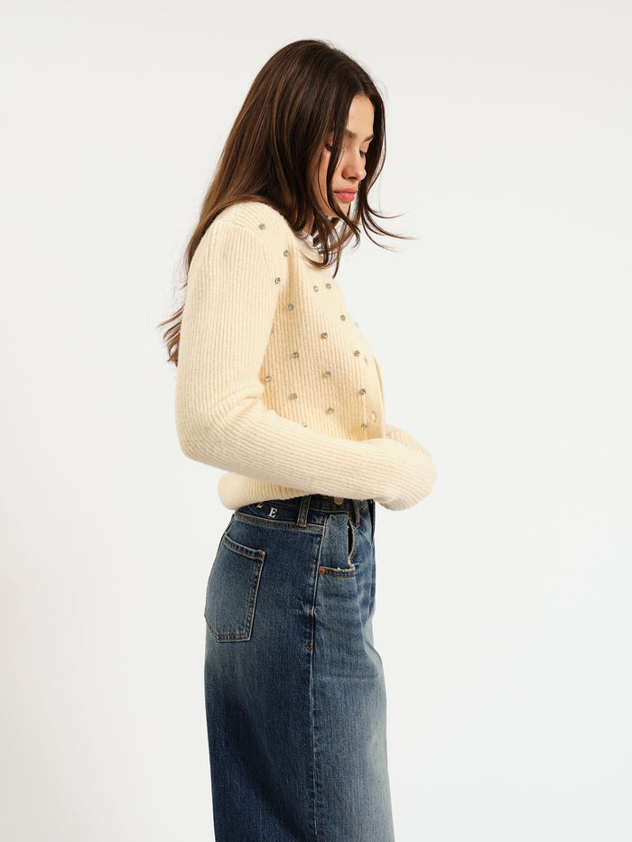 Muse Embellished Crewneck in Ivory