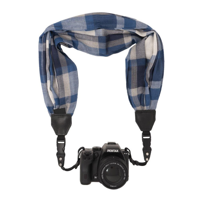 Stylish and durable My Fave Camera Scarf Strap with quick release buckle and leather reinforcements