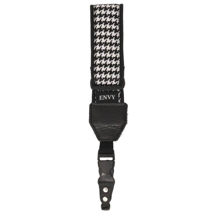 My Fave Wrist Strap black and white houndstooth pattern camera strap with side release buckle