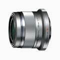 OM System M.Zuiko Digital 45mm f1.8 silver portrait lens with shallow depth of field and silent focusing technology