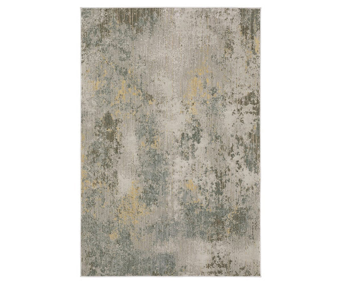 The Oriental Weaver Mallory / MAL02 Rug in Beige/Multi features a rectangular shape and showcases an abstract, organic pattern in muted tones reminiscent of a weathered watercolor effect. Expertly power-loomed from space-dyed polypropylene, this area rug offers lasting durability and a soft, comfortable feel.