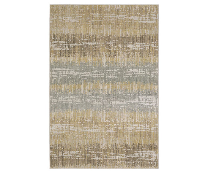The Oriental Weaver Mallory / MAL06 Rug is a rectangular area rug in Beige/Multi, featuring an abstract, organic pattern with horizontal streaks and distressed details. Power-loomed from space-dyed polypropylene, it offers enhanced texture and visual depth.