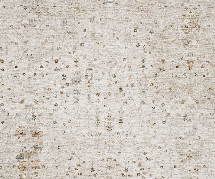 The Oriental Weavers Avalon / AVA01 Rug features a beige base with a subtle, intricate pattern of small floral and geometric motifs in muted shades of brown, gold, and gray. Inspired by traditional designs from the Avalon Collection and crafted from space-dyed polyester, this rug offers a soft, textured look that complements any room.