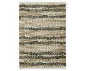 The Oriental Weavers Bauer / 8120D Rug features a multi-colored design with a beige background, accented by abstract horizontal dark brown and tan dashed lines that create a striking striped pattern. Crafted from recycled PET yarn, this sustainable area rug combines stylish appeal with eco-friendly comfort for your home.