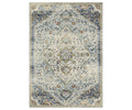 The Oriental Weavers Branson / BR01A Rug features a rectangular shape and a multi-colored palette with an ornate, symmetrical pattern. Showcasing a central medallion and floral motifs in a vintage-inspired, distressed style, this power-loomed area rug from the Branson Collection seamlessly blends classic elegance with modern design elements.