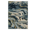 Oriental Weavers Capella / CAP10 Rug in Multi features a rectangular design from the Capella Collection, showcasing an abstract swirling marble pattern. Crafted with space-dyed polyester, this area rug displays flowing blue, beige, and gold tones for a fluid, contemporary look.