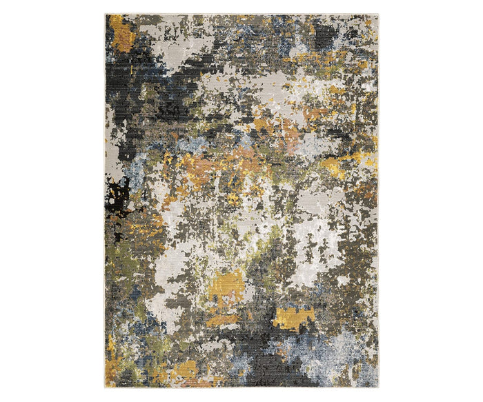 The Oriental Weavers Caravan / 502X Rug from the Caravan Collection features a distressed, nature-inspired pattern in shades of brown and multiple colors—crafted from space-dyed polyester for a modern, textured look.