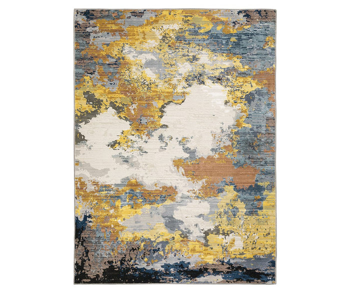 The Oriental Weavers Caravan / 530V Rug is a rectangular area rug in a multi-color palette, featuring an abstract, nature-inspired pattern. Crafted from space-dyed polyester, its artistic design showcases irregular patterns and splashes of color for a modern aesthetic.