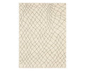The Oriental Weavers Carson / 738B Rug features a beige and multi-colored contemporary design with an abstract, wavy crisscross pattern in dark gray lines across the surface. Crafted from durable polypropylene, this rectangular rug offers a plush feel underfoot.