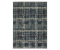 The Oriental Weavers Carson / 746J Rug in Grey/Multi features a rectangular design with a dark blue and gray background, accented by a distressed white and tan plaid pattern. Part of the Carson Collection, this contemporary rug showcases a textured, vintage-inspired look with a grid-like effect across its surface. Crafted from durable polypropylene, it effortlessly combines style and practicality for any living space.