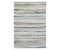 The Oriental Weavers Easton 4514E Rug features a rectangular shape with horizontal, painterly stripes in blue, beige, gray, and cream tones on a light background. This multi-colored area rug from the Easton Collection is crafted from durable polypropylene and showcases abstract patterns for a modern, artistic look.