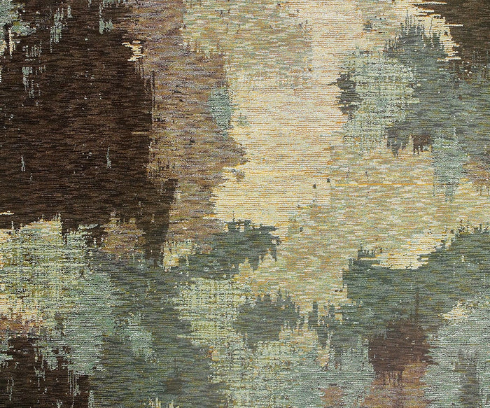 The Oriental Weavers Evolution / 8011B Rug features an abstract pattern reminiscent of camouflage, showcasing irregular patches of brown, beige, gray, and green hues that blend seamlessly across a woven-textured surface. As part of the Evolution Collection, this durable nylon rug is easy to maintain and adds distinctive style to any space.