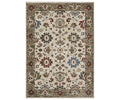 Rectangular Oriental Weavers Hastings / HA03W Rug in Brown/Multi, featuring an intricate floral and geometric pattern in rich multicolored tones, framed by a decorative border with complementary motifs. Crafted from space-dyed polyester, this area rug offers enhanced softness and vibrant color.