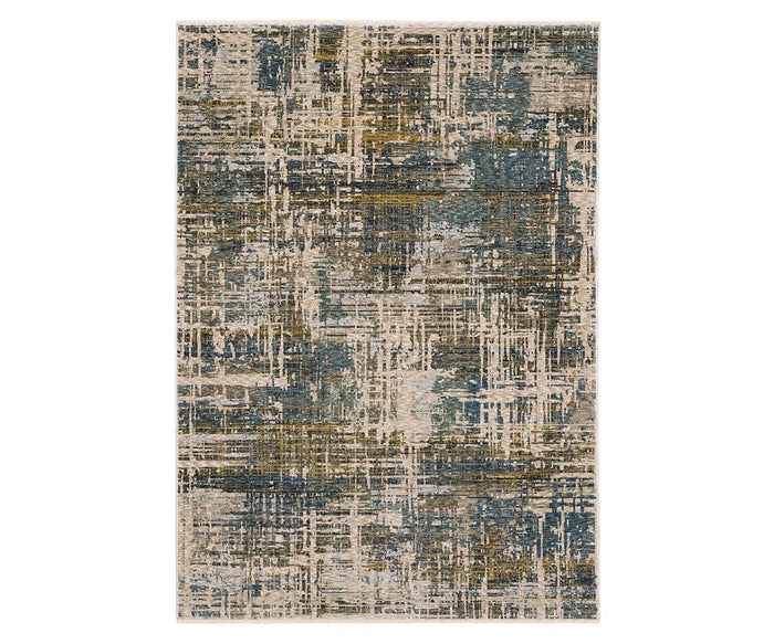 Rectangular area rug in a multi-color palette, the Oriental Weavers Hayden HAY05 features an abstract pattern of overlapping lines and textured blocks for a modern, distressed look. Crafted from space-dyed polyester, this rug brings dynamic color variation and contemporary style to any space.