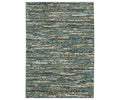 The Oriental Weavers Reed / RE01G Rug is a rectangular area rug in a multi-color striped pattern featuring shades of blue, beige, brown, and white, expertly crafted from space-dyed polypropylene for a textured and layered appearance.