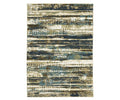 The Oriental Weavers Reed / RE02A Rug features an abstract design with horizontal streaks in multi-colored shades. Crafted from space-dyed polypropylene, its distressed pattern lends a textured, contemporary look. Rectangular in shape, the rug is shown photographed from above.