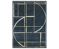 Introducing the Oriental Weavers Reed / RE04B Rug in Blue/Multi, a rectangular rug showcasing intersecting cream-colored straight and curved lines for a modern geometric look. Thoughtfully crafted from space-dyed polypropylene, this rug offers subtle texture and impressive visual depth.