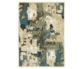 Introducing the Oriental Weavers Reed / RE11Q Rug in multi, featuring an abstract design with a distressed pattern and irregular shapes in shades of blue, beige, cream, and brown. Expertly power-loomed from space-dyed polypropylene, this modern rug combines artistic texture with enhanced durability for lasting visual interest.