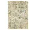 Introducing the Oriental Weavers Reed / RE12W Rug in Beige/Multi, featuring a contemporary rectangular design with a beige and cream grid pattern over a subtle green and gray abstract background. This modern rug showcases an abstract motif and a textured appearance, expertly crafted from super-soft polypropylene to provide both style and comfort for any living space.