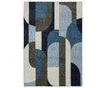 The Oriental Weavers Strada / STR03 Rug features a rectangular Art Deco design with an abstract geometric pattern in blue and multi tones, highlighted by overlapping curved and straight lines—an ideal choice for bringing sophisticated style to modern interiors.