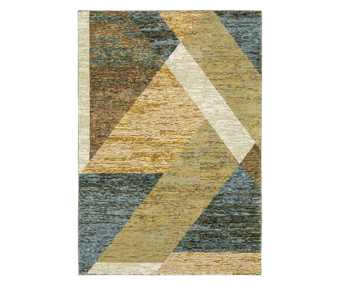 The Oriental Weavers Strada / STR09 Rug features an abstract geometric pattern with overlapping triangles and angled shapes in a multi-color palette. This modern rectangular area rug blends bold Art Deco-inspired style with timeless elegance, making it a striking accent for any contemporary space.