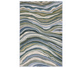 Add the product data as requested: The Oriental Weavers Tisdell / TIS10 Rug features a modern abstract design with wavy, layered lines in green, blue, gray, beige, and white tones that resemble natural stone or marble patterns. Crafted from space-dyed polyester for exceptional color depth and texture, this multi-colored rug is both stylish and durable—making it an ideal choice for contemporary living spaces.