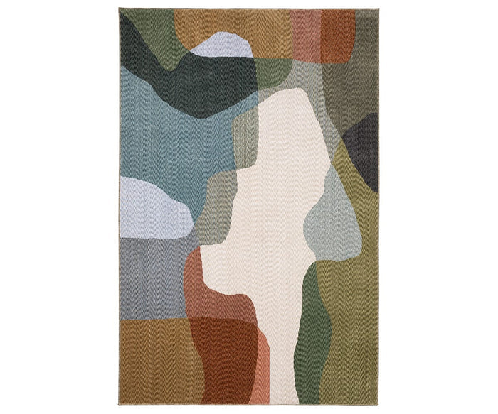 The Oriental Weavers Tisdell / TIS11 Rug features a rectangular, modern abstract design with an overlapping pattern of shapes in a multi-color palette on a woven texture. Crafted from space-dyed polyester, this durable area rug effortlessly brings contemporary style and lasting comfort to any room.