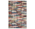 The Oriental Weavers Tisdell / TIS12 Rug features a multi-colored, abstract pattern of intersecting horizontal and vertical lines in red, blue, yellow, green, gray, and white tones for a modern textured look. Crafted from space-dyed polyester for enhanced vibrancy and durability, this contemporary area rug is a stylish and resilient addition to any modern living space.