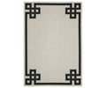 Oriental Weavers Torrey / 1530I Rug in White/Multi features a rectangular design with a black geometric border pattern at each corner, showcasing interlocking square shapes and subtle abstract motifs; the central area remains plain for a balanced yet dynamic texture.