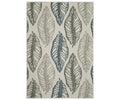 The Oriental Weavers Torrey / 5570Y Rug in Grey/Multi features a rectangular shape with a pattern of large, overlapping leaves in shades of gray, blue, and green on a light beige background. The leaf designs are arranged in vertical rows and vary in shading and outline style, giving the rug a layered, textured appearance throughout.
