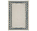 Oriental Weavers Torrey / 8020W Rug in a multi-color palette from the Torrey Collection, featuring a rectangular shape with a simple blue patterned border adorned with repeating geometric and leaf-like motifs, and a plain center that adds subtle dynamic texture to any space.