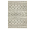 The Oriental Weavers Tortuga / TR03A Rug in Beige/Multi features a repeating geometric diamond and triangle pattern in symmetrical horizontal rows, creating a textured woven appearance for easy care.