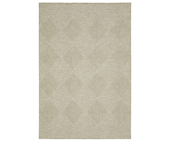 The Oriental Weavers Tortuga / TR05A Rug in Beige/Multi features a subtle geometric diamond pattern woven throughout; crafted from easy-care polypropylene, this stylish rug offers both durability and visual appeal.