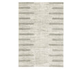 The Oriental Weavers Verona / 5605HG Rug in Grey/Multi features a simple, repetitive pattern of darker gray horizontal lines along the longer edges, leaving the center mostly plain. Crafted from soft polyester microfiber, this rug showcases a minimal and modern design in a neutral color palette.