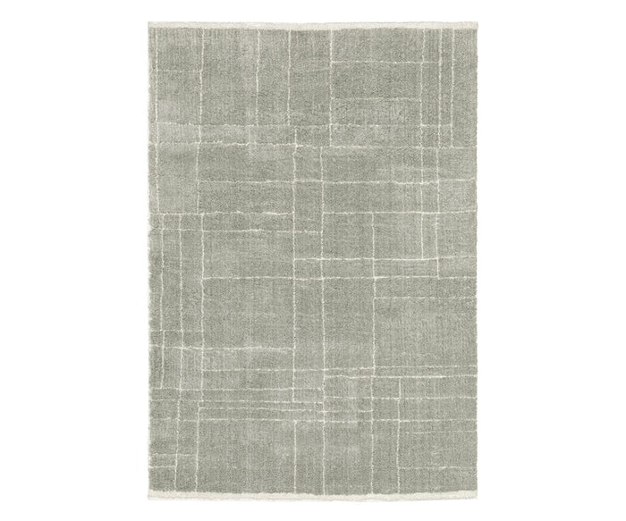The Oriental Weavers Verona / 752G Rug is a rectangular beige and multi-colored rug from the Verona Collection, showcasing a refined geometric grid pattern of thin white lines intersecting at various angles, and is crafted from soft polyester microfiber for a contemporary look.