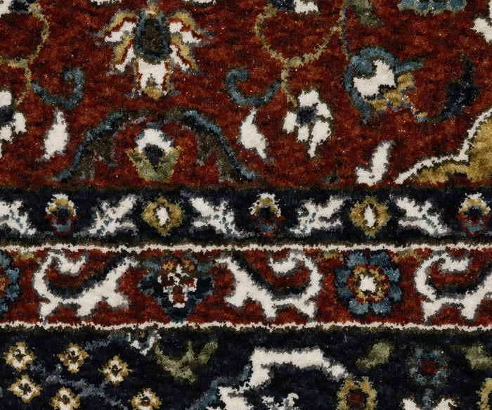 Close-up of the Oriental Weavers Vivian / VI04B Rug, featuring a vibrant, intricately patterned surface with a traditional color palette of red, white, blue, yellow, and green floral and geometric designs that highlight its rich texture and classic Persian-inspired motifs.