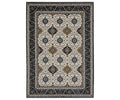 The Oriental Weavers Vivian / VI04D Rug features a rectangular Persian-style design with an ivory background adorned with intricate floral and geometric patterns in shades of blue, gold, black, and more. Its detailed black border displays repeating motifs, making this multi-colored rug a standout piece from our Persian-inspired rugs collection and offering timeless elegance to any space.