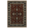 The Oriental Weavers Vivian / VI05X Rug features a rectangular design crafted from microfiber polyester, with a multi-colored palette that includes a dark red center, intricate floral and geometric patterns, and a decorative black and cream border. Its symmetrical layout is adorned with traditional Persian carpet motifs, resulting in an elegant Persian-inspired rug that showcases a timeless, sophisticated aesthetic.