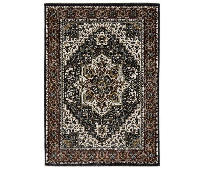 The Oriental Weavers Vivian / VI06C Rug is a rectangular area rug in a multi-color palette, showcasing an intricate Persian-style pattern with a large central medallion and ornate floral motifs, all framed by a detailed border.