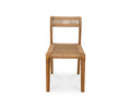 The Pablo Dining Chair in Natural Teak, featuring a woven seat and backrest, is shown from the front against a white background.